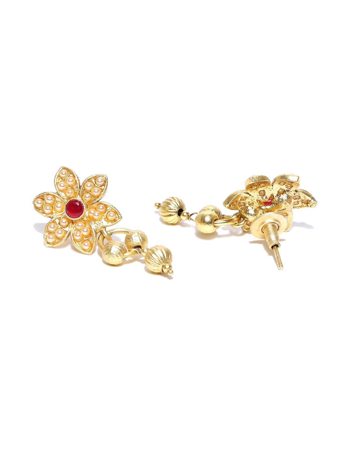 YouBella Pink  Gold-Toned Stone-Studded Beaded Jewellery Set